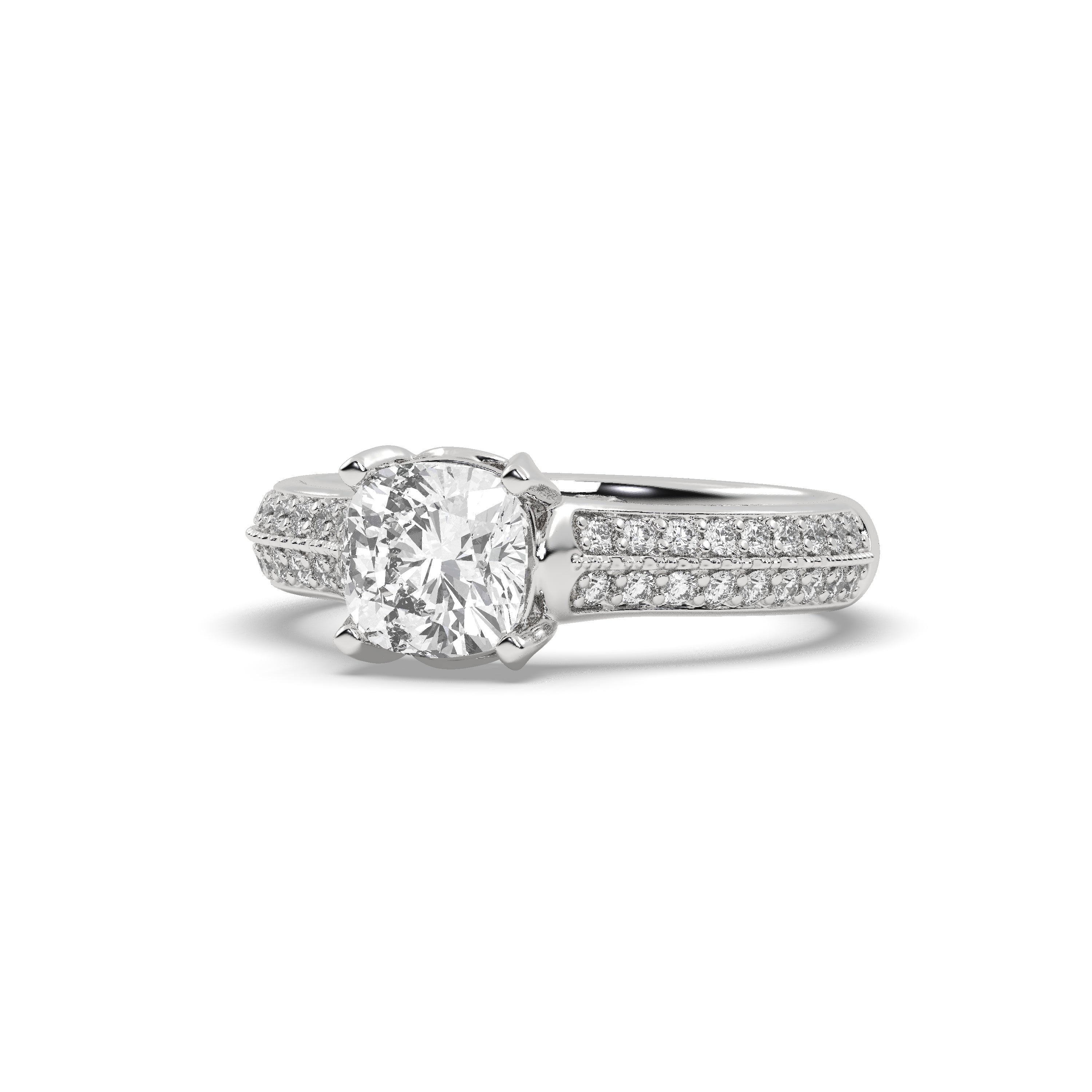 White Gold Studded 1.86 Carat Lab Grown Diamond Ring-E Color VS1 Clarity.